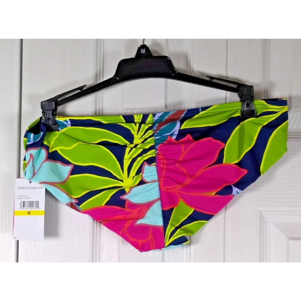 Vince Camuto Swim Bikini Bottoms M Medium NWT Multi Color Floral Ruched Back